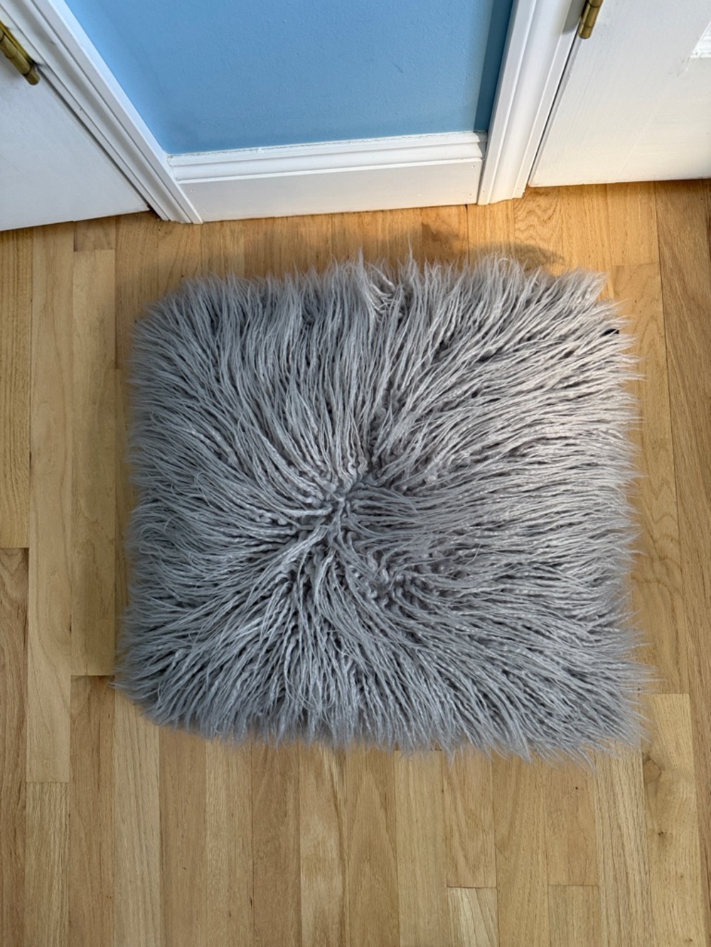Cynthia Rowley Plush Long-Pile Faux Fur Pillow in Light Gray